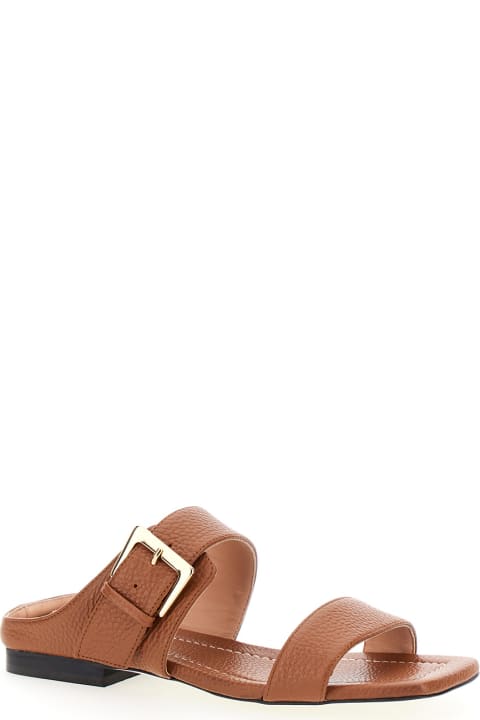 Pollini Shoes for Women Pollini Brown Sandals With Maxi Buckle In Leather Woman