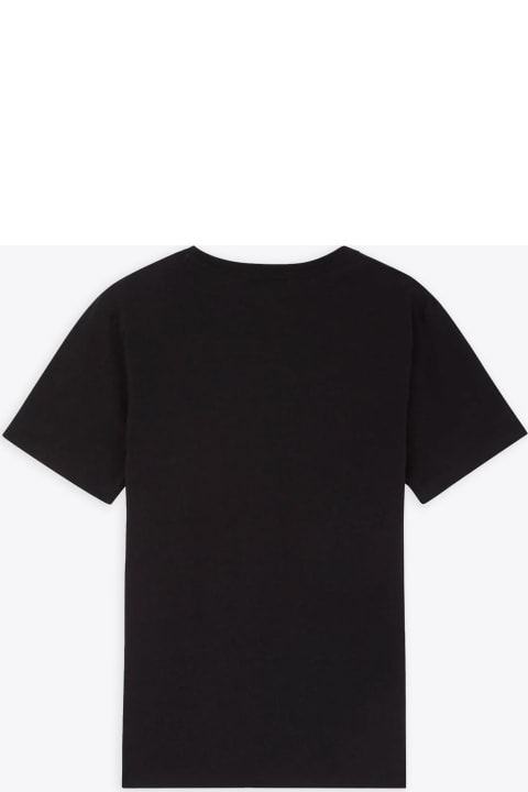 Fashion for Men Maison Kitsuné Fox Head Patch Regular Tee Shirt Black Cotton T-shirt With Chest Patch - Fox Head Patch Regular Tee