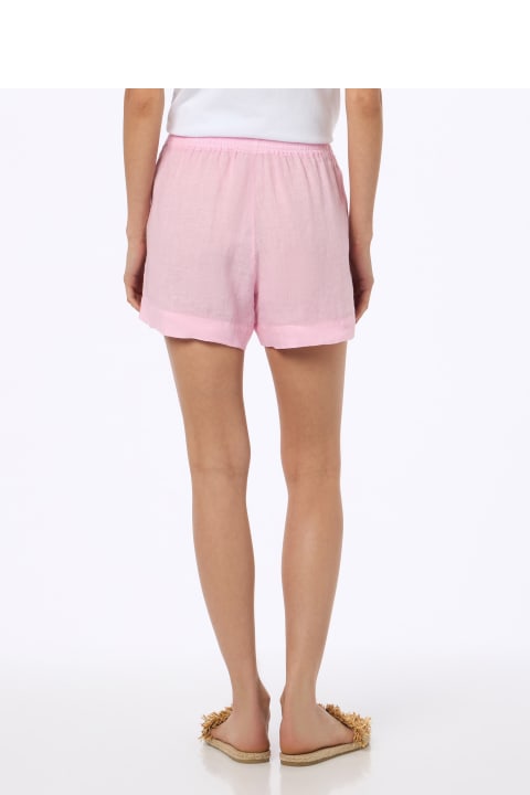 Homeware MC2 Saint Barth Woman Pink Linen Pull Up Shorts