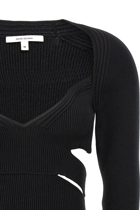 NENSI DOJAKA 売れ筋商品|||ネンシ ドジャカ ニット&セーター アウター レディース Sweaters Black Nensi Dojakaのブラック カットアウト トップスがセール中