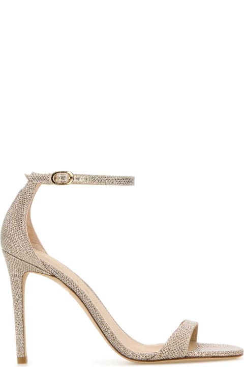أدوات منزلية Stuart Weitzman Silver Fabric Nudist Ii Sandals