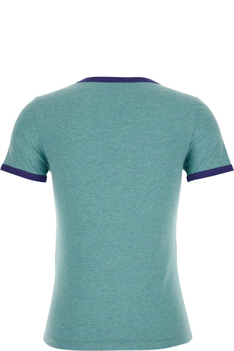 Chloé for Men Chloé Green Crewneck T-shirt With Logo Lettering Print On The Front In Cotton Woman