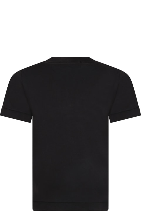 أدوات منزلية Stone Island Junior Black T-shirt Fo Boy With Iconic Compass