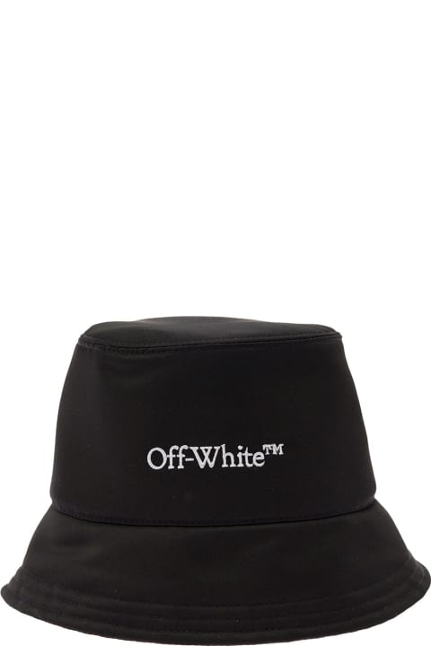 Black Bucket Hat With Logo Embroidery In Polyester Woman