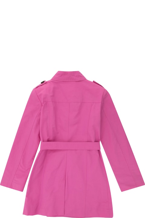 Max&Co. Coats & Jackets for Girls Max&Co. Pink Double-breasted Trench Coat With Matching Belt In Cotton Blend Girl