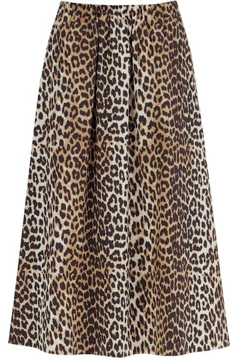 Ganni for Women Ganni Long Leopard Print Maxi Skirt