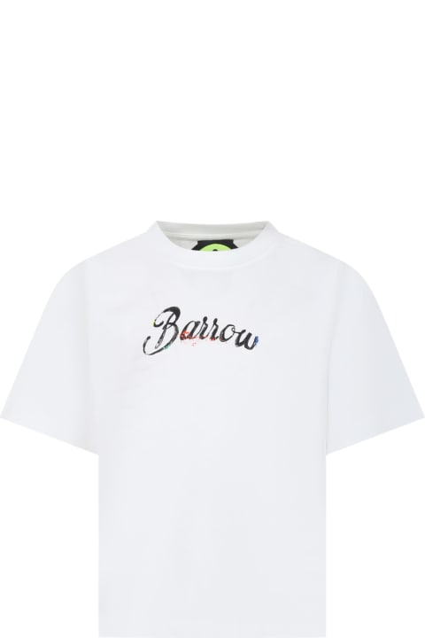 Barrow Topwear for Girls Barrow White T-shirt For Kids With Logo
