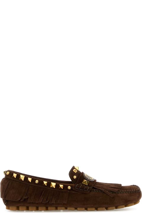 Valentino Garavani Shoes for Women Valentino Garavani Brown Split-leather Plaster Caster Loafers