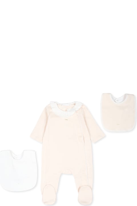 Chloé for Kids Chloé Pink Babygrow Set For Baby Girl With Logo