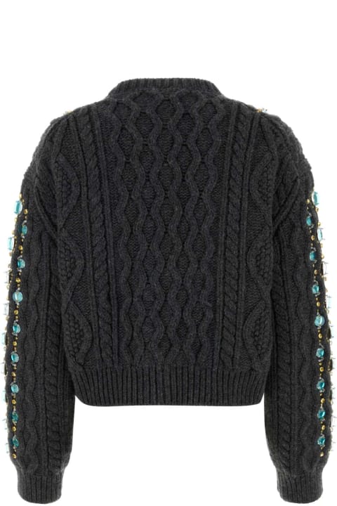 Sweaters for Women Miu Miu Anthracite Wool Cardigan
