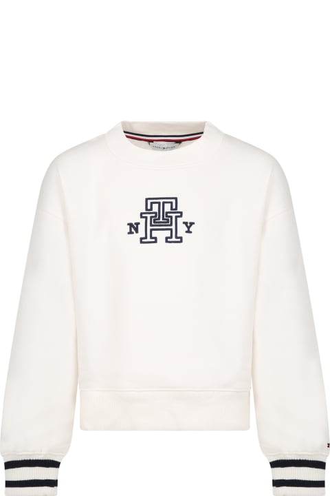 Tommy Hilfiger Sweaters & Sweatshirts for Girls Tommy Hilfiger Ivory Sweatshirt For Girl With Logo