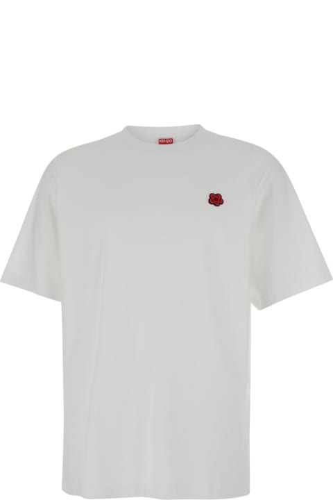 Kenzo Topwear for Women Kenzo White Crewneck T-shirt With Boke Flowers In Cotton Man