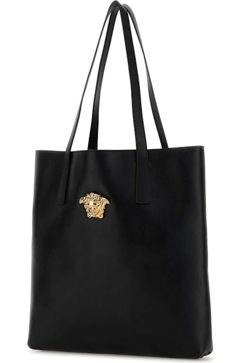 Versace Totes for Women Versace Black Leather Shopping Bag