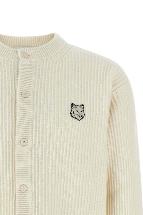 Maison Kitsuné for Kids Maison Kitsuné Fox Head Wool Ribbed Cardigan