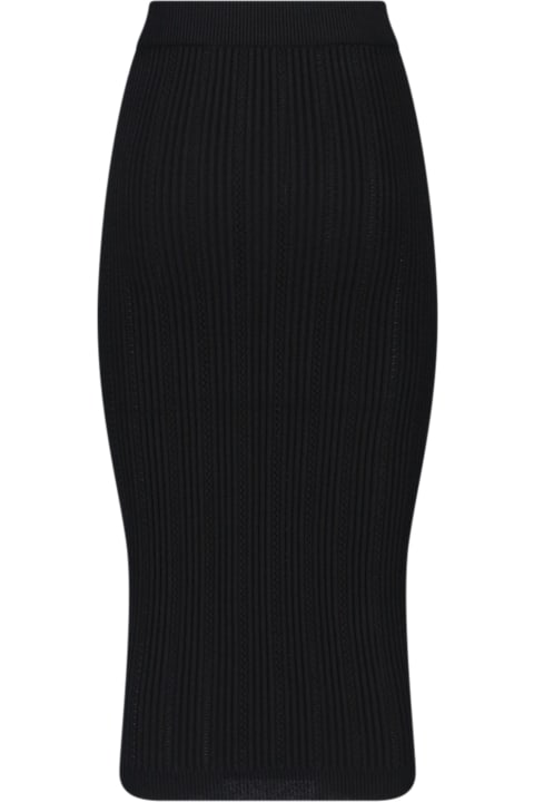 Balmain for Women Balmain Buttoned Knit Midi Skirt