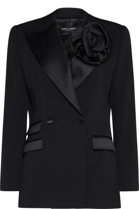 Coats & Jackets for Women Dolce & Gabbana Double-breasted Jacket With Applied Flower