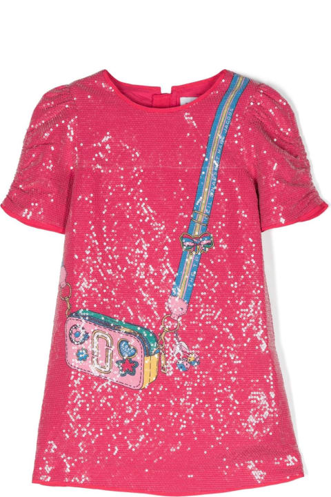 Dresses for Girls Little Marc Jacobs Marc Jacobs Abito Fucsia Con Paillettes In Techno Tessuto Bambina