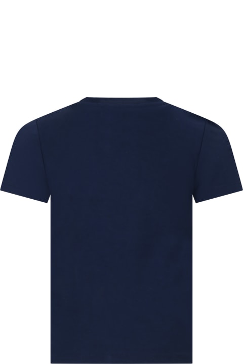 Kenzo Kids T-Shirts & Polo Shirts for Boys Kenzo Kids Blue T-shirt For Boy With Print And Logo