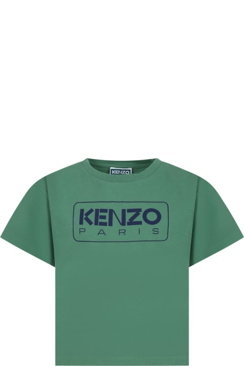 Kenzo Kids T-Shirts & Polo Shirts for Boys Kenzo Kids Green T-shirt For Kids With Logo