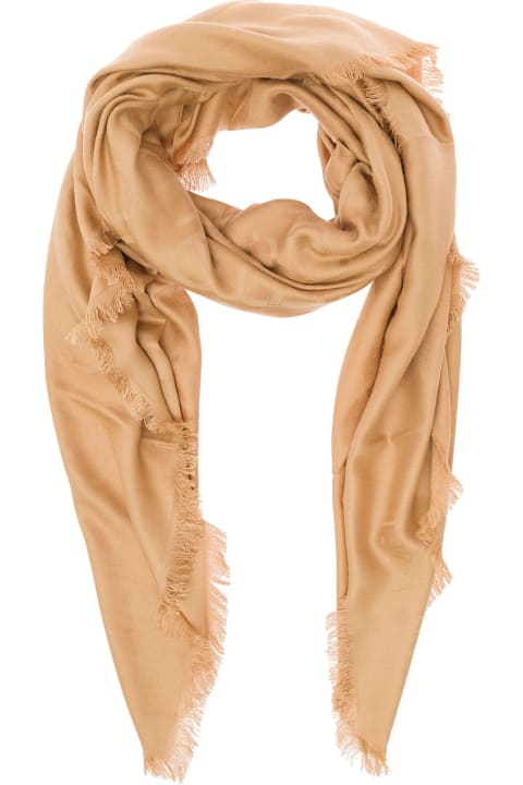 TwinSet Scarves & Wraps for Women TwinSet Beige Kefiah With Fringed Hem In Jacquard Viscose Woman
