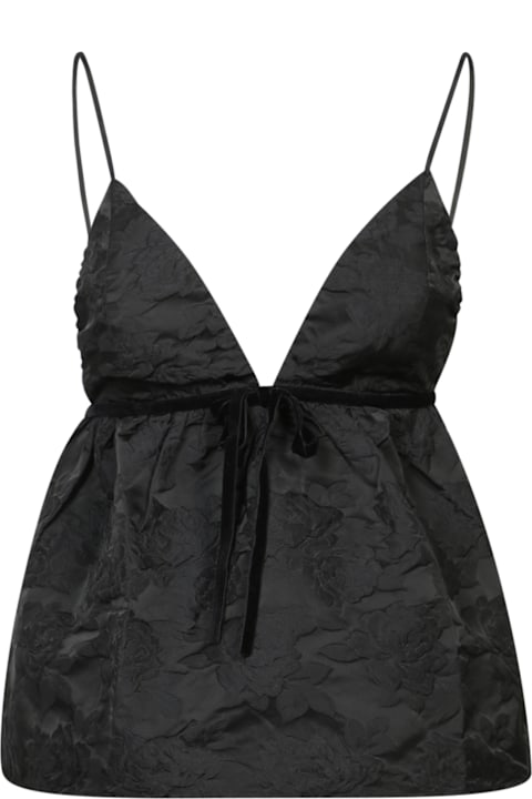 Ganni Underwear & Nightwear for Women Ganni Black Jacquard Bow Strap Top