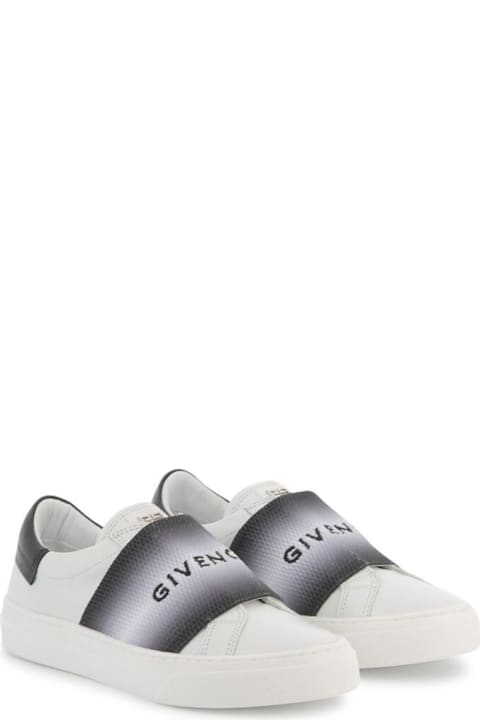 Givenchy Shoes for Boys Givenchy Black And White Low Top Sneakers With Contrasting Band With Logo Lettering In Leather Boy