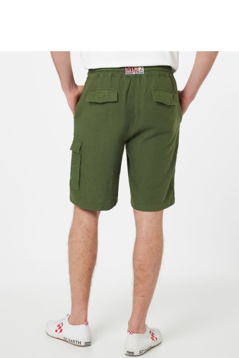 Homeware MC2 Saint Barth Man Military Green Linen Bermuda Marseille