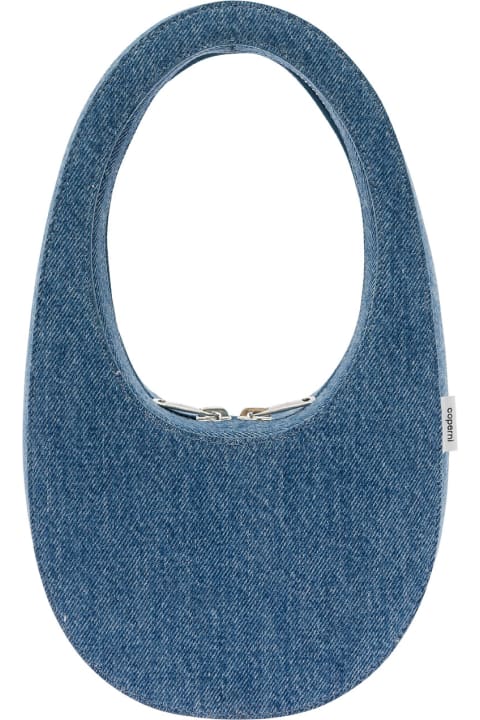 Coperni Women Coperni 'mini Swipe' Light Blue Handbag With Embossed Logo In Denim Woman