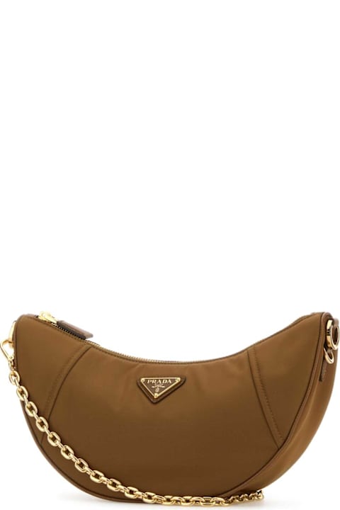 Homeware Prada Camel Re-nylon Prada Demi-lune Shoulder Bag