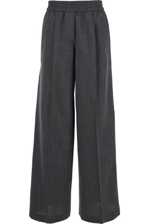 ウィメンズ Brunello Cucinelliのパンツ＆ショーツ Brunello Cucinelli Grey Pants With Elastic Waistband In Wool Woman
