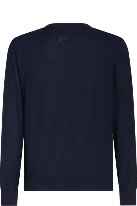 Etro Men Etro Logo-embroidered Sleeved Knitted Jumper