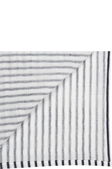 ベビーボーイズ Petit Bateauのアクセサリー＆ギフト Petit Bateau White Blanket For Baby Boy With Stripes