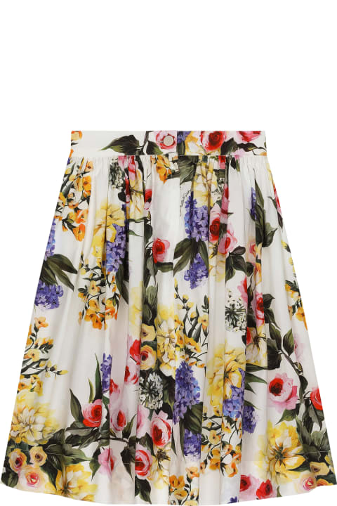Dolce & Gabbana Bottoms for Girls Dolce & Gabbana Long Skirt In Garden Print Poplin