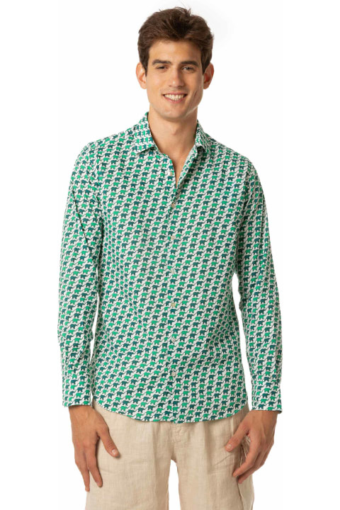 Homeware MC2 Saint Barth Man Muslin Cotton Sikelia Shirt With Elephant Print