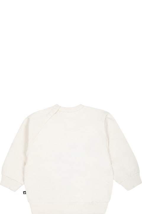 Molo Sweaters & Sweatshirts for Baby Girls Molo White Sweatshirt For Baby Kids With Heart.
