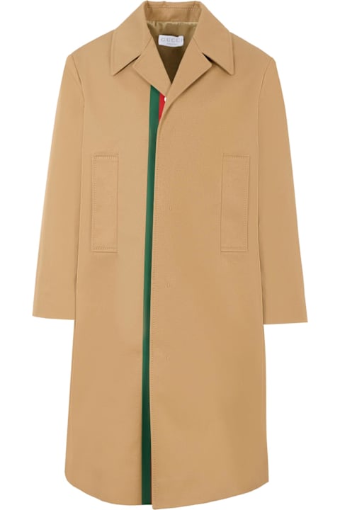 Fashion for Men Gucci Beige Coat For Kids With Web Detail