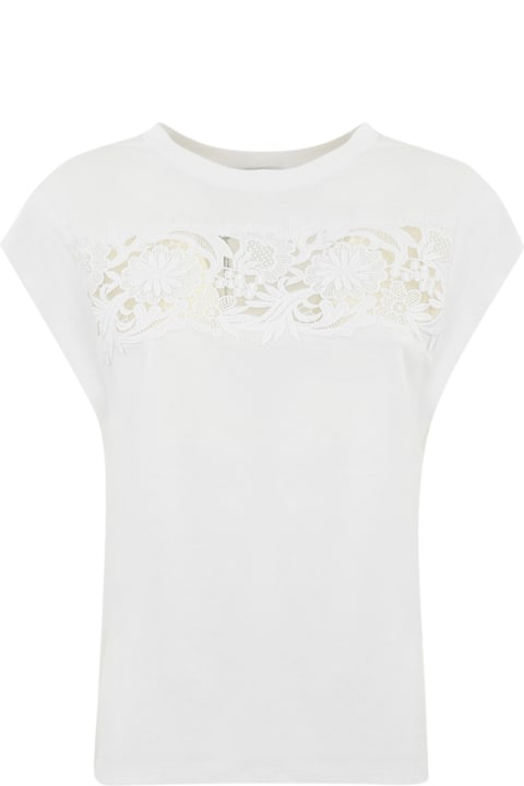 Homeware TwinSet Cotton T-shirt With Lace Application