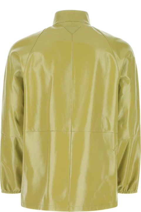 メンズ ウェア Prada Pistachio Green Nappa Leather Jacket