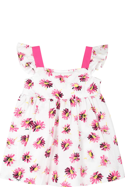 Fashion for Baby Girls MSGM White Dress For Baby Girl With Flowers Print