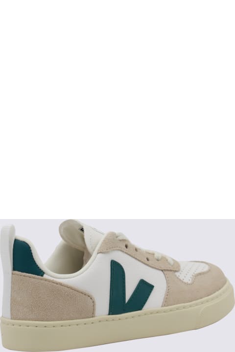 Shoes for Girls Veja Multicolour And White Leather V-10 Sneakers