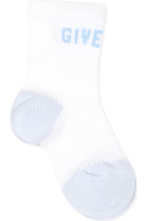 Shoes for Baby Boys Givenchy Light Blue Socks Set For Baby Boy With Logo