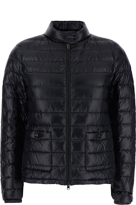 Homeware Herno Black Quilted Down Jacket With Raised Collar And Front Pockets In Tech Fabric Woman