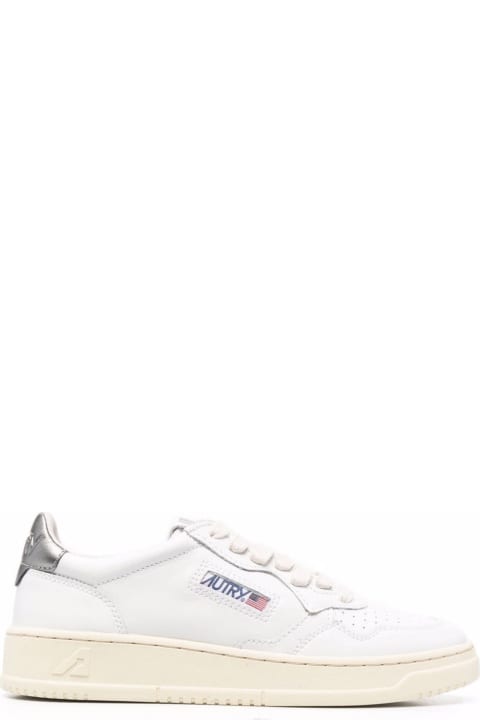 Homeware Autry White And Silver Leather Sneakers Autry Woman