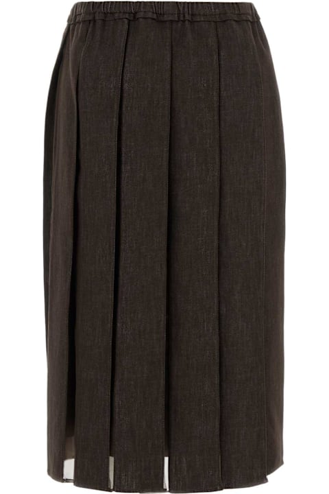 Homeware Brunello Cucinelli Brown Denim And Silk Skirt