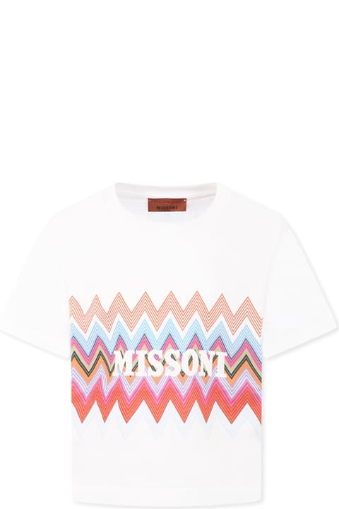Missoni for Kids Missoni White T-shirt For Girl With Logo