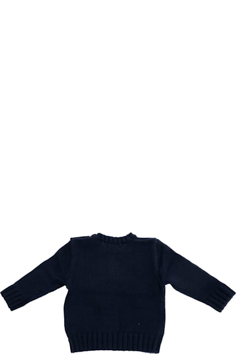 Polo Ralph Lauren T-Shirts & Polo Shirts for Women Polo Ralph Lauren Blue Crewneck Sweater With Embroidery On The Front And Button Closure On The Sleeve In Cotton Baby