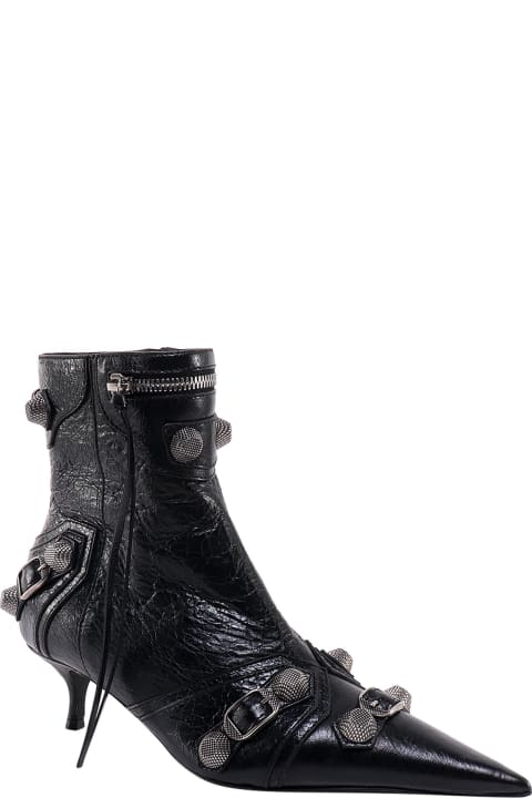 Balenciaga for Women Balenciaga Low Heels Ankle Boots In Black Leather