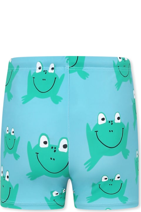 Stella McCartney Kids لـ أولاد Stella McCartney Kids Light Blue Swim Shorts For Boy With Frog