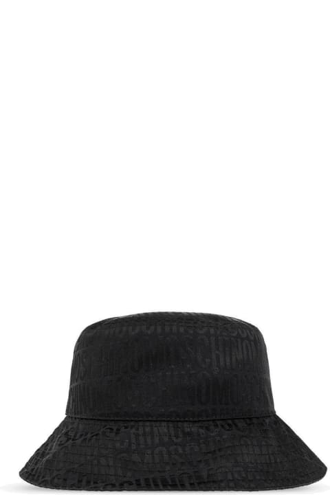 Hats for Women Moschino Allover Logo Jacquard Bucket Hat Moschino