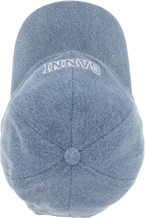 Hats for Women Ganni Light Blue Cotton Hat